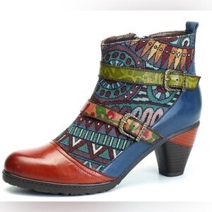 GUC- Socofy, Colorful Patterned Ankle Boots